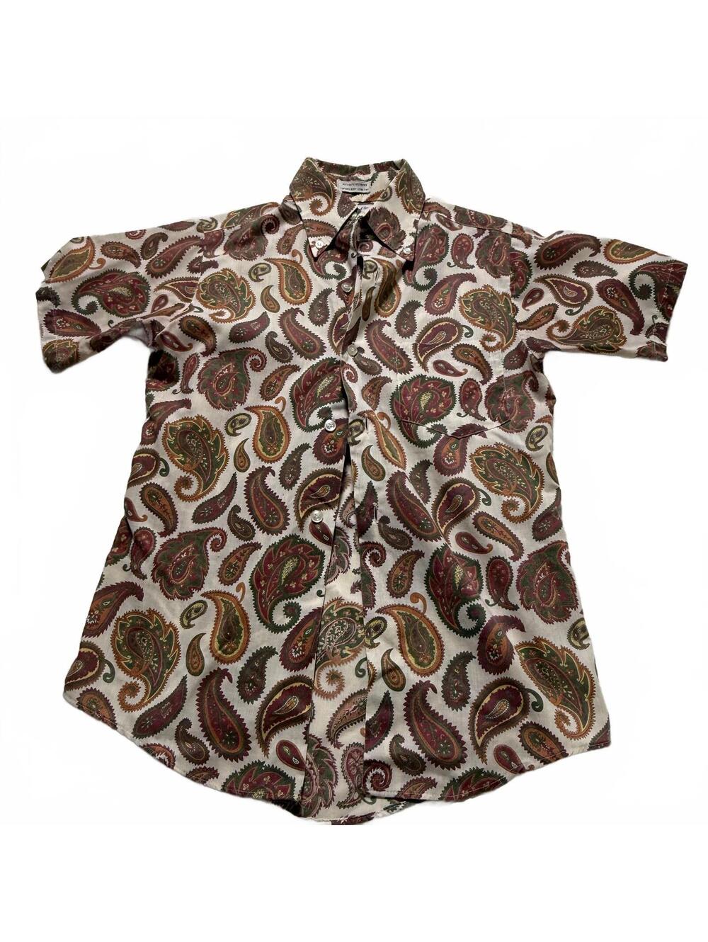 W.T. GRANT PENNLEIGH VARSITY Vintage Paisley Short Sleeve Button up WNS SZ 12‎